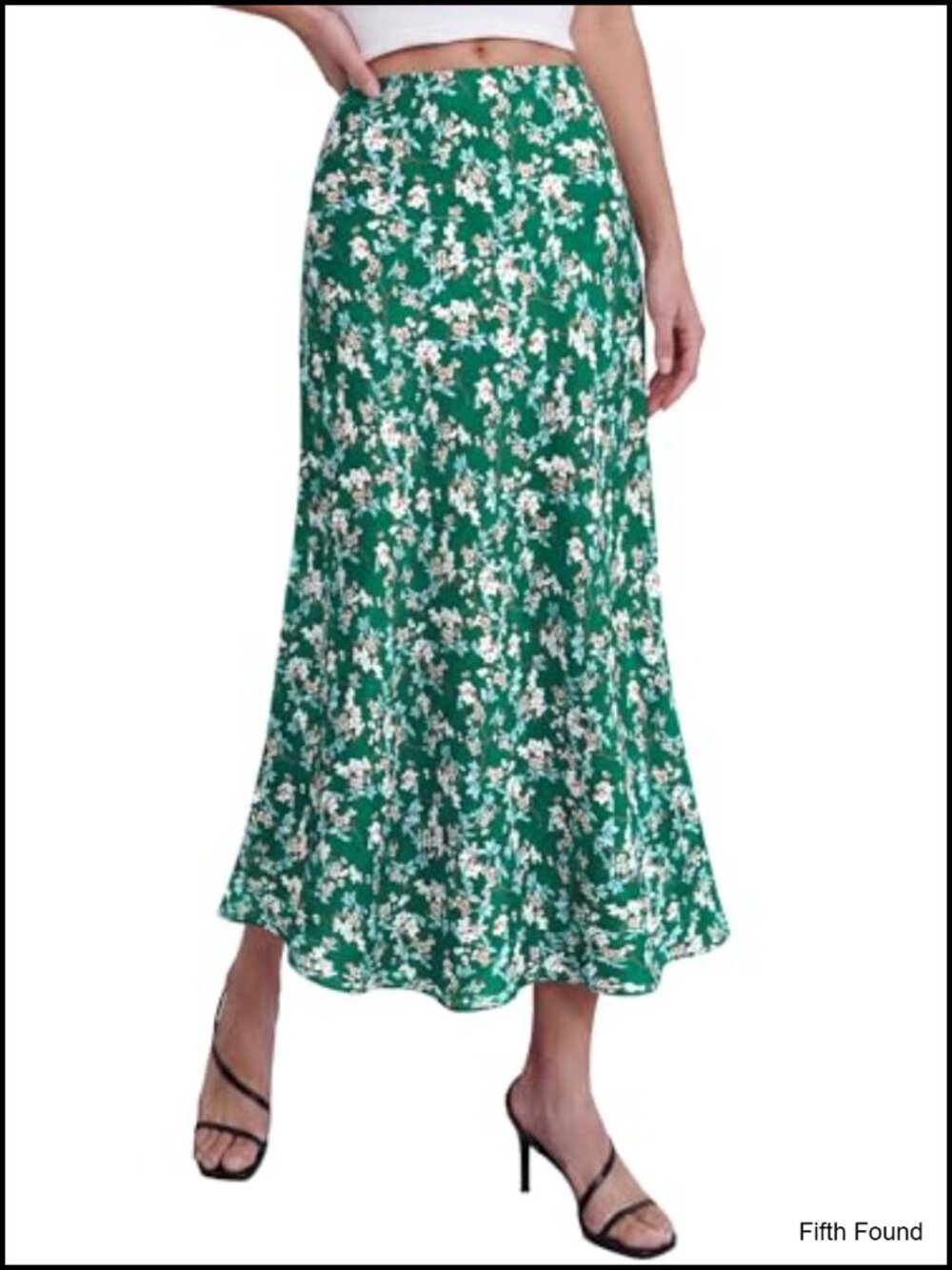 Satin Midi Skirt High Waisted A-Line Pull On Elastic Waist Women's